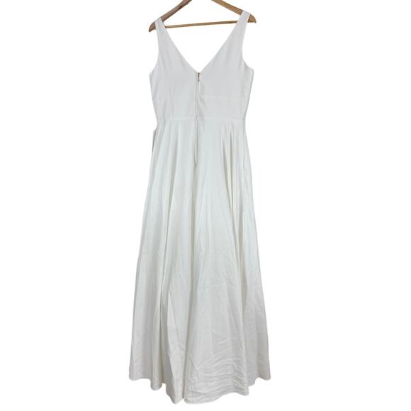 Mac Duggal IEENA NWT Tailored V-Neck Ballgown White Size Pockets Size 12 - Picture 5 of 11